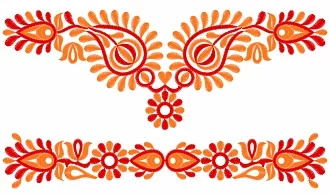 Čatajský vyšívaný čepec ku koju BOHUMILA - farebná varianta: oranžová - červená svetlá