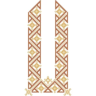 Ľudová výšivka PAVOL - farebná varianta: hnedá tmavá (meď) - hnedá svetlá (bronz)